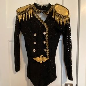Black one piece shorts competition dance costume
